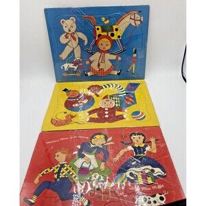 Built Rite Toys Sta-N-Place Furry Inlaid Child's Tray Puzzle Set Of 3 NEW